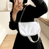 Casual Crossbody Bag for Women Metal Chain Handbag Nylon Shoulder Bags