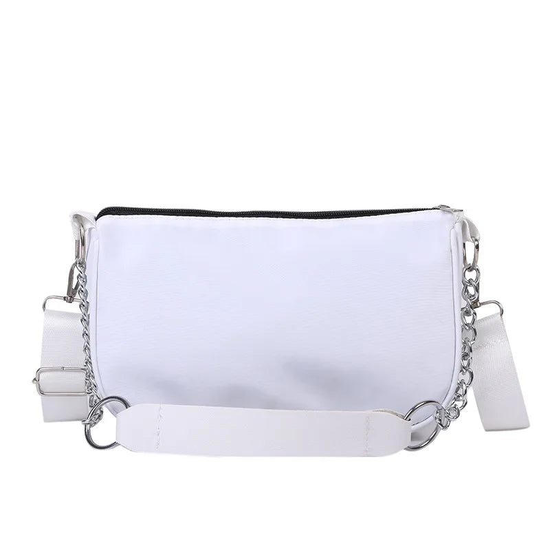 Casual Crossbody Bag for Women Metal Chain Handbag Nylon Shoulder Bags