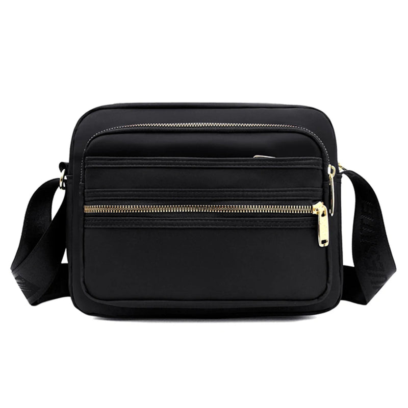 Casual Crossbody Bag Waterproof Nylon Handbag Zipper Pocket Adjustable Strap
