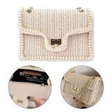 Straw Crossbody Bag Square Satchel Purse Shoulder Bag Women