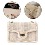 Straw Crossbody Bag Square Satchel Purse Shoulder Bag Women
