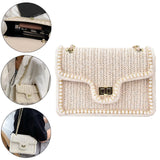 Straw Crossbody Bag Square Satchel Purse Shoulder Bag Women