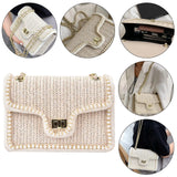 Straw Crossbody Bag Square Satchel Purse Shoulder Bag Women