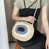 Straw Weaving Shoulder Crossbody Bag for Women Beach Basket Bags