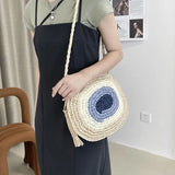 Straw Weaving Shoulder Crossbody Bag for Women Beach Basket Bags