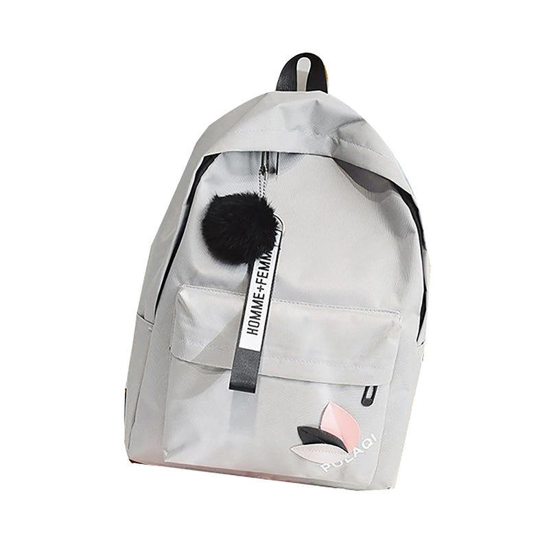Casual Daypack Backpack Pompom Canvas Bookbag Anti-theft Stylish