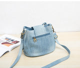 Denim Bucket Bag for Women Shoulder Crossbody Big Totes