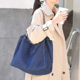 Denim Chain Shoulder Bag Large Capacity Women Tote Handbag