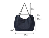 Denim Chain Shoulder Bag Large Capacity Women Tote Handbag