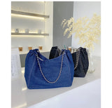 Denim Chain Shoulder Bag Large Capacity Women Tote Handbag
