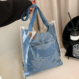 Casual Denim Shoulder Tote Bags For Women Large Capacity Transparent Waterproof