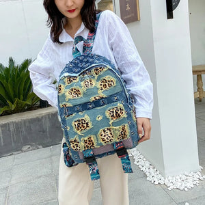 Casual Denim Women Backpack Large Capacity School Bags