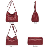 Casual Double Zipper Crossbody Bags Soft PU Leather Shoulder Bags