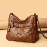 Casual Double Zipper Crossbody Bags Soft PU Leather Shoulder Bags