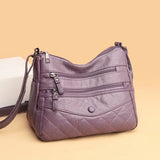 Casual Double Zipper Crossbody Bags Soft PU Leather Shoulder Bags