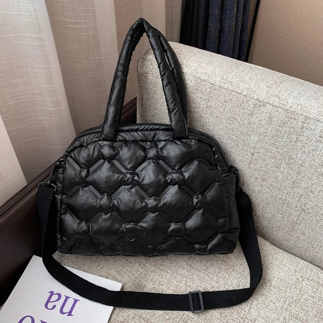 Casual Down Cotton Women Shoulder Bags Nylon Space Pad Cotton Handbags