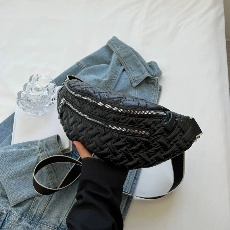 Casual Down Nylon Waist Bag Fanny Pack Female Belt Bag