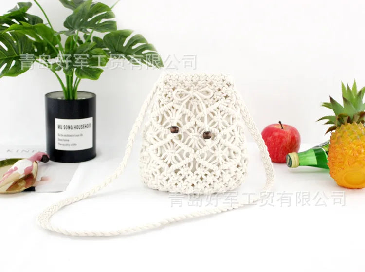 Straw Shoulder Bucket Bag Women Summer Woven Crossbody Beach Bags
