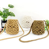 Straw Shoulder Bucket Bag Women Summer Woven Crossbody Beach Bags