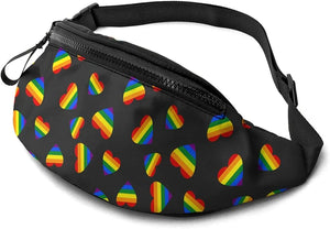 Rainbow Gay Pride Heart Fanny Pack, Adjustable Belt for Travel Sports Running