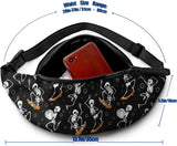 Skateboard Skull Party Waist Bag Pack for Travel Sports Running