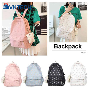 Casual Floral Print Backpack Large Capacity Nylon School Bags College Schoolbag