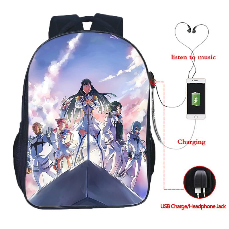 Kill La Kill Matoi Ryuuko USB Charging School Bag Boys Girls Backpacks