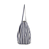 Casual Striped Canvas Handbag Totes Large Capacity Shoulder Bags for Women