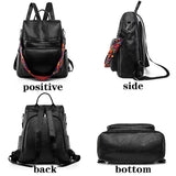 Casual Multifunctional Backpack Removable Shoulder Strap High PU Fabric