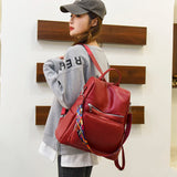 Casual Multifunctional Backpack Removable Shoulder Strap High PU Fabric