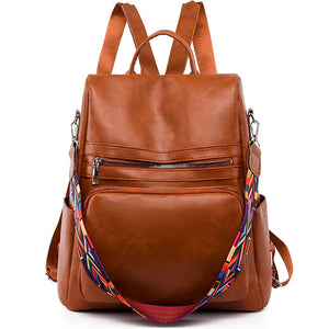 Casual Multifunctional Backpack Removable Shoulder Strap High PU Fabric