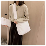 Faux Fur Women's Shoulder Bag Plush Handbag Bucket Sling Messenger