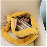 Faux Fur Women's Shoulder Bag Plush Handbag Bucket Sling Messenger