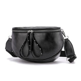 Women's PU Leather Saddle Shoulder Bag Round Shape Crossbody Bag