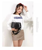 Women's PU Leather Saddle Shoulder Bag Round Shape Crossbody Bag
