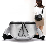 Women's PU Leather Saddle Shoulder Bag Round Shape Crossbody Bag