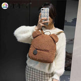 Casual Fleece Bear Shoulder Bag Women Backpack Handbag