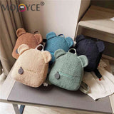 Casual Fleece Bear Shaped Shoulder Bag Women Backpack Handbag
