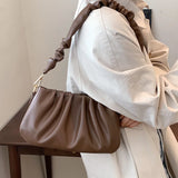 Casual Fold Cloud Shoulder Crossbody Bags Soft PU Leather Messenger Bag