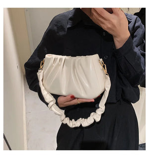 Casual Fold Cloud Shoulder Crossbody Bags Soft PU Leather Messenger Bag