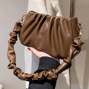 Casual Fold Cloud Shoulder Crossbody Bags Soft PU Leather Messenger Bag