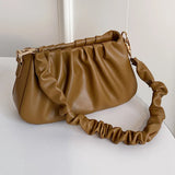 Casual Fold Cloud Shoulder Crossbody Bags Soft PU Leather Messenger Bag