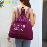 Embroidery Foldable Backpack Women Large Capacity Bagpack