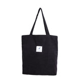 Foldable Corduroy Shopping Bag Eco friendly Reusable Grocery Tote Handbag