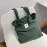 Foldable Corduroy Shopping Bag Eco friendly Reusable Grocery Tote Handbag
