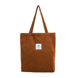 Foldable Corduroy Shopping Bag Eco friendly Reusable Grocery Tote Handbag