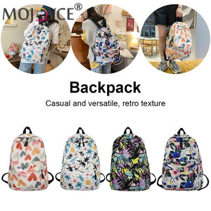 Casual Graffiti School Backpack with Multi-Layer Pockets