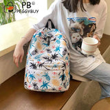 Casual Graffiti School Bags for Girls Multi-layer Pockets Nylon Knapsack