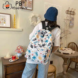 Casual Graffiti School Bags for Girls Multi-layer Pockets Nylon Knapsack