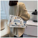 Casual Graffiti Canvas Bag Shopping Bag Reusable Grocery Tote Handbag